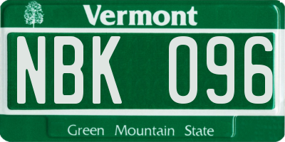 VT license plate NBK096