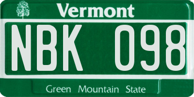 VT license plate NBK098