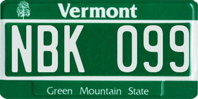 VT license plate NBK099