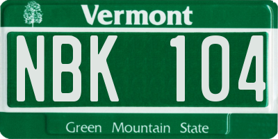 VT license plate NBK104