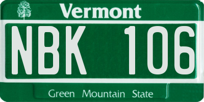 VT license plate NBK106