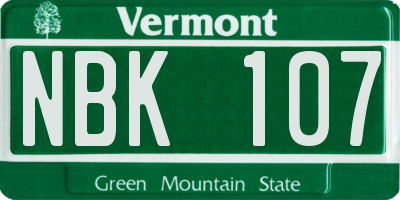 VT license plate NBK107