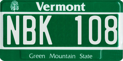 VT license plate NBK108