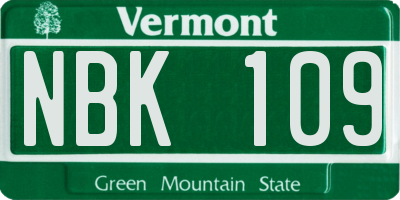 VT license plate NBK109