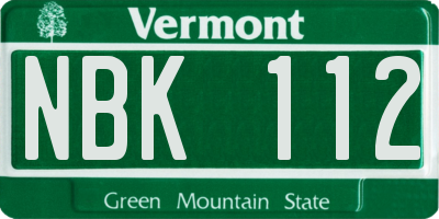 VT license plate NBK112