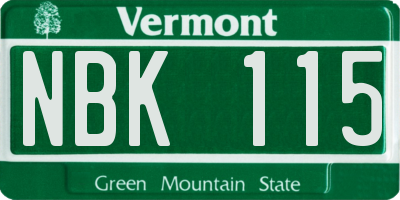 VT license plate NBK115