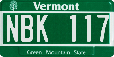 VT license plate NBK117