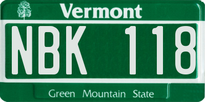 VT license plate NBK118