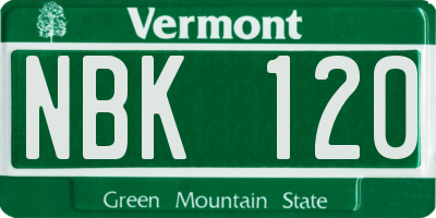 VT license plate NBK120