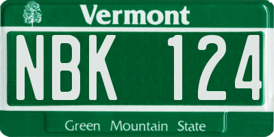 VT license plate NBK124