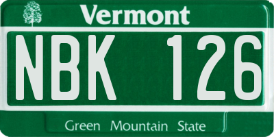 VT license plate NBK126