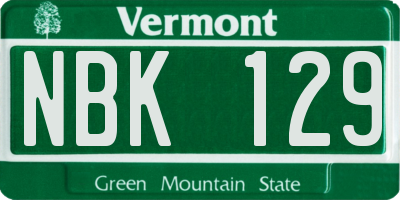 VT license plate NBK129