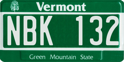 VT license plate NBK132