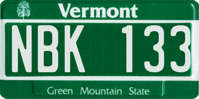 VT license plate NBK133