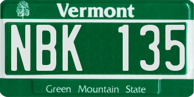 VT license plate NBK135