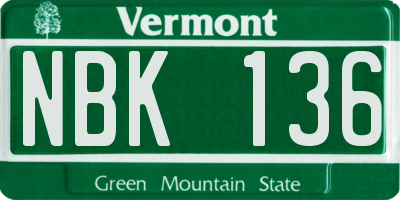 VT license plate NBK136