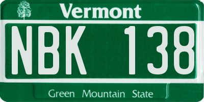 VT license plate NBK138