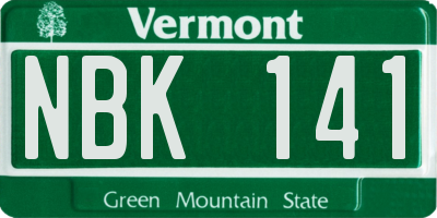 VT license plate NBK141