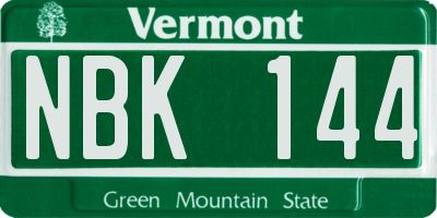 VT license plate NBK144