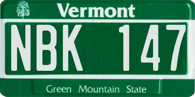 VT license plate NBK147