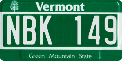 VT license plate NBK149