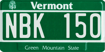 VT license plate NBK150