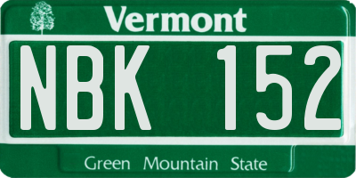 VT license plate NBK152