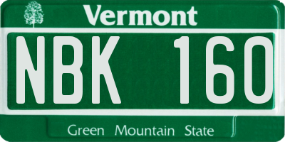 VT license plate NBK160