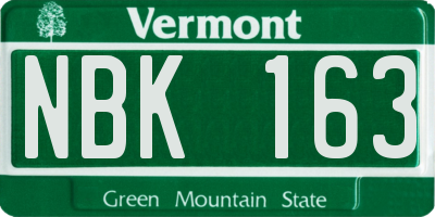 VT license plate NBK163