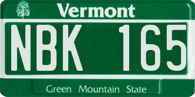 VT license plate NBK165