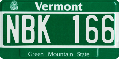 VT license plate NBK166
