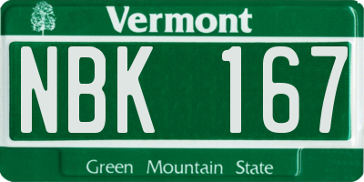 VT license plate NBK167