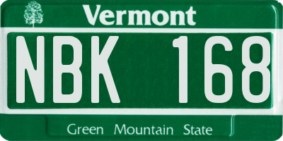 VT license plate NBK168