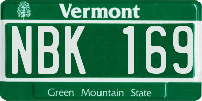 VT license plate NBK169