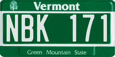 VT license plate NBK171