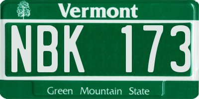 VT license plate NBK173