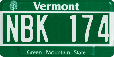 VT license plate NBK174