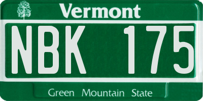 VT license plate NBK175