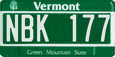 VT license plate NBK177