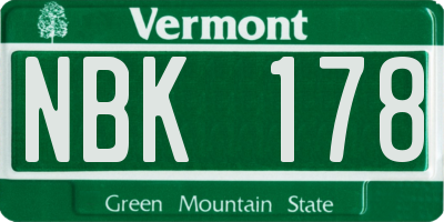 VT license plate NBK178