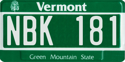 VT license plate NBK181