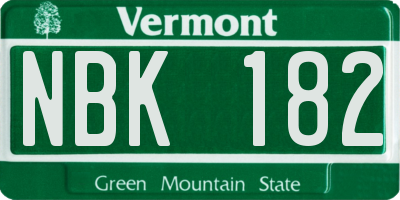VT license plate NBK182
