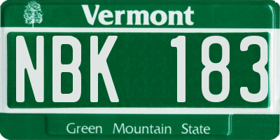 VT license plate NBK183
