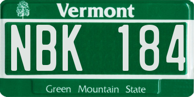 VT license plate NBK184