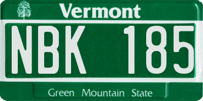 VT license plate NBK185