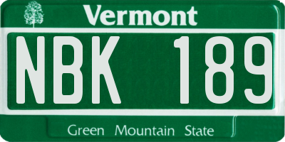 VT license plate NBK189