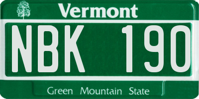 VT license plate NBK190