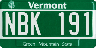 VT license plate NBK191