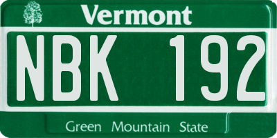 VT license plate NBK192