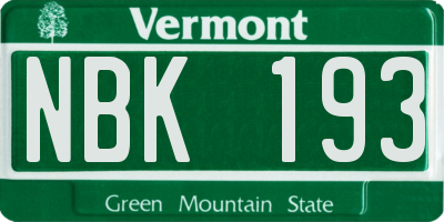 VT license plate NBK193